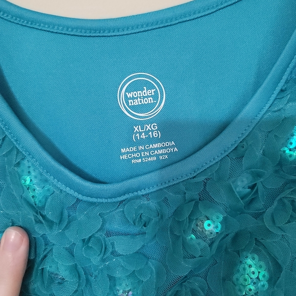 NWT wonder nation Girls XL 14/16 Green soutache dress - Picture 3 of 4